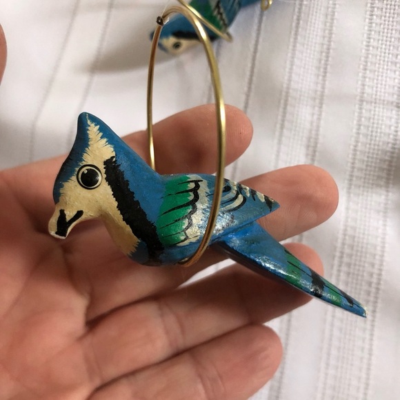Vtg Blue Jay Bird Hanging Decor - Picture 8 of 13